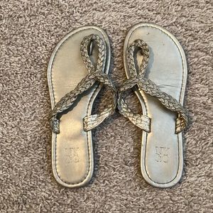 Silver Braided Strap Sandals